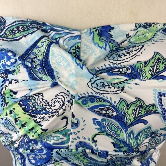 Lauren Ralph Lauren Fiesta PaisleyTwist Bandeau One Piece Swimsuit 16 - Picture 4 of 16